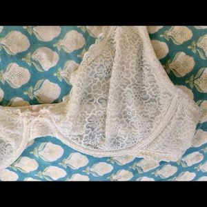 Aerie Unlined Plunge White Lace Bra